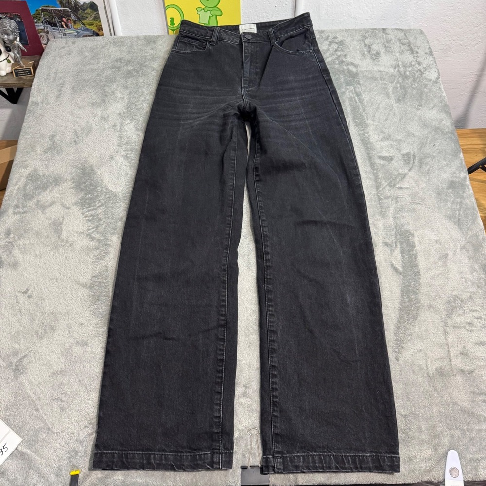 Abrand Jeans A 94 High & Wide Black Denim Jeans 28 AU 10 Wide Leg High Rise